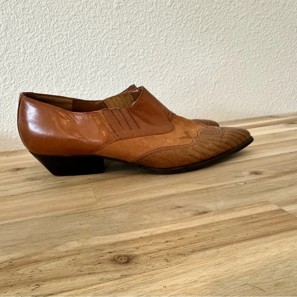 Vintage Nine West Western Ankle Booties Brown/Tan Leather and Suede 6.5‎ - Picture 4 of 9